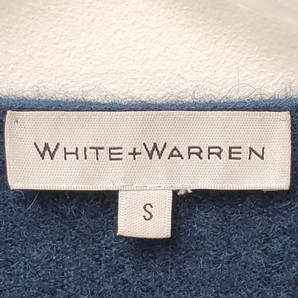 White+Warren Dark Teal Blue 100% Cashmere Sweater Size Small Minimalist - Picture 6 of 8